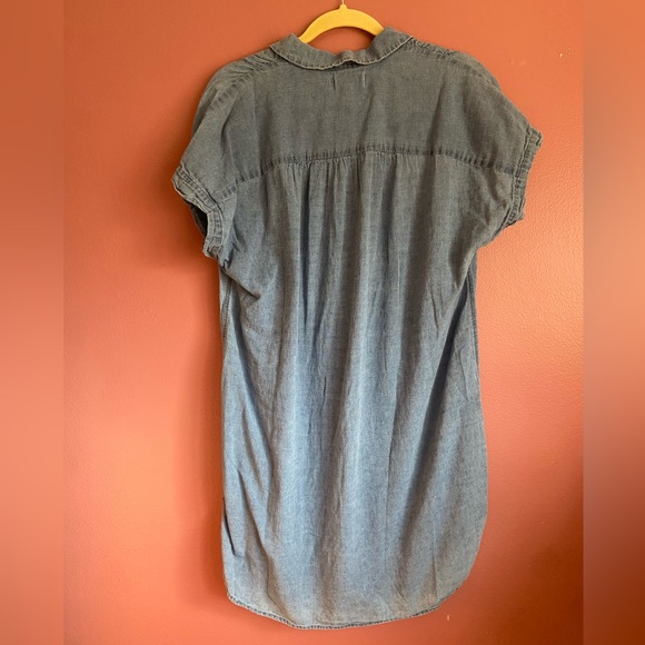Madewell chambray linen blend central shirt dress M - Picture 2 of 5